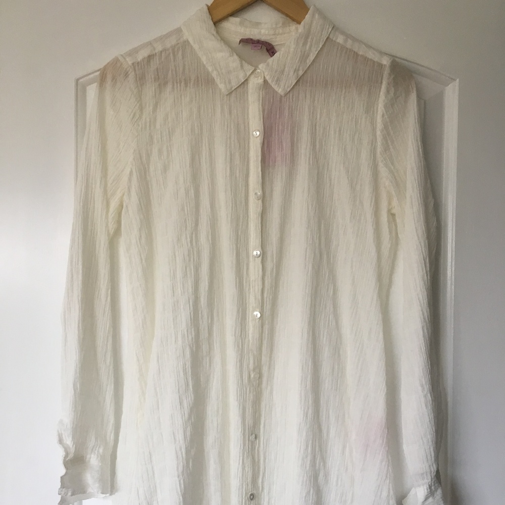 Calypso St. Barth NWT, White Guaze Button Down